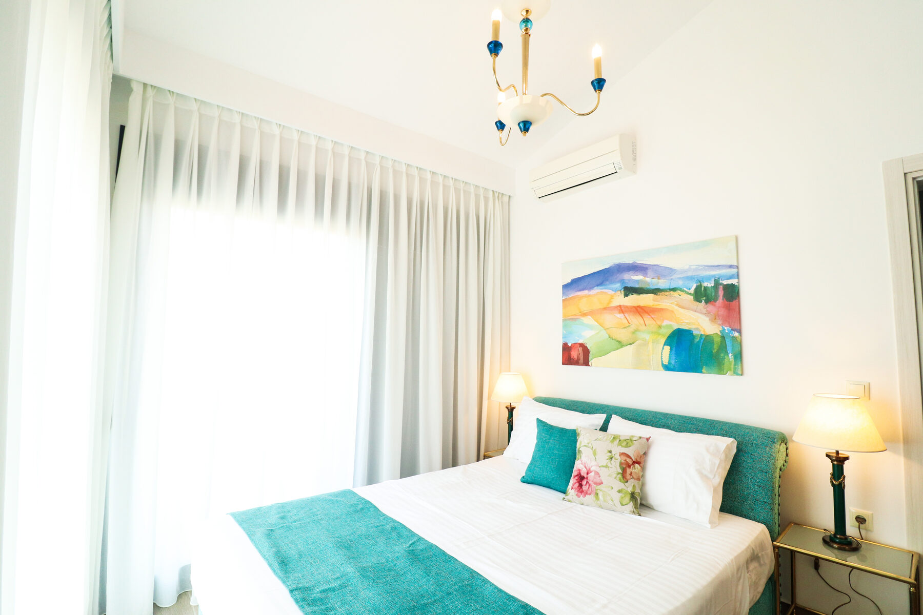 Bedroom 4, teal accents