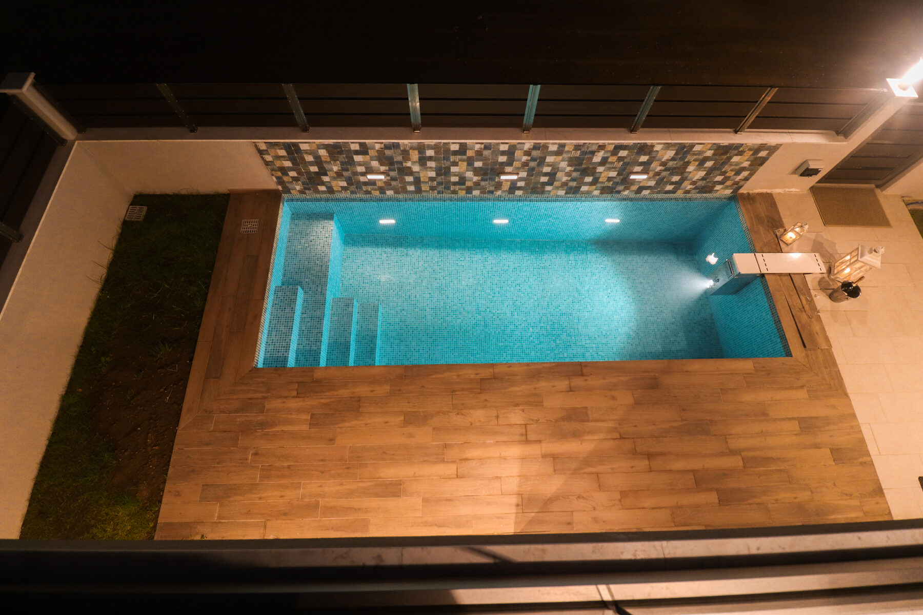 Villa and pool at dusk
