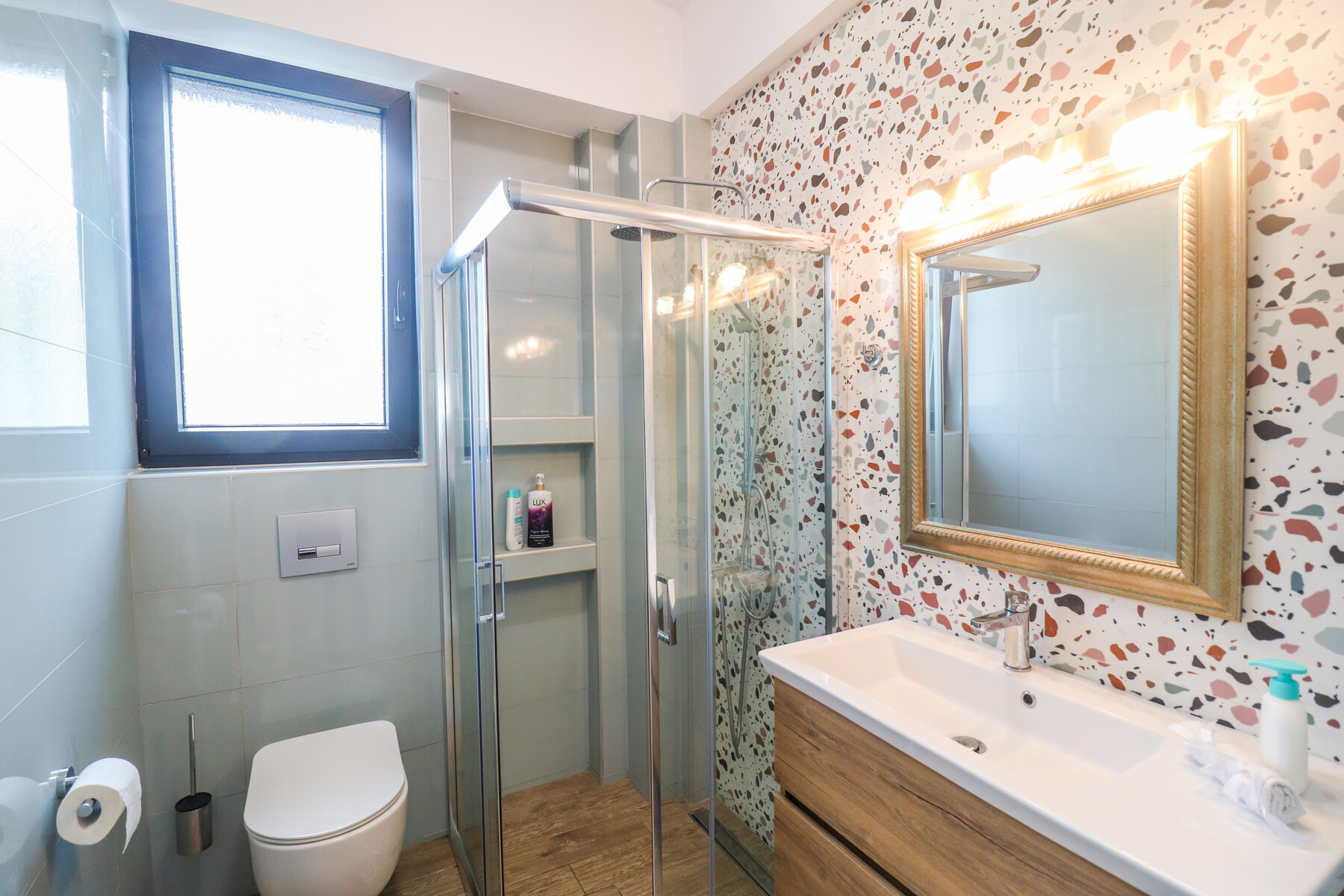 Bathroom 1 with terrazzo tile