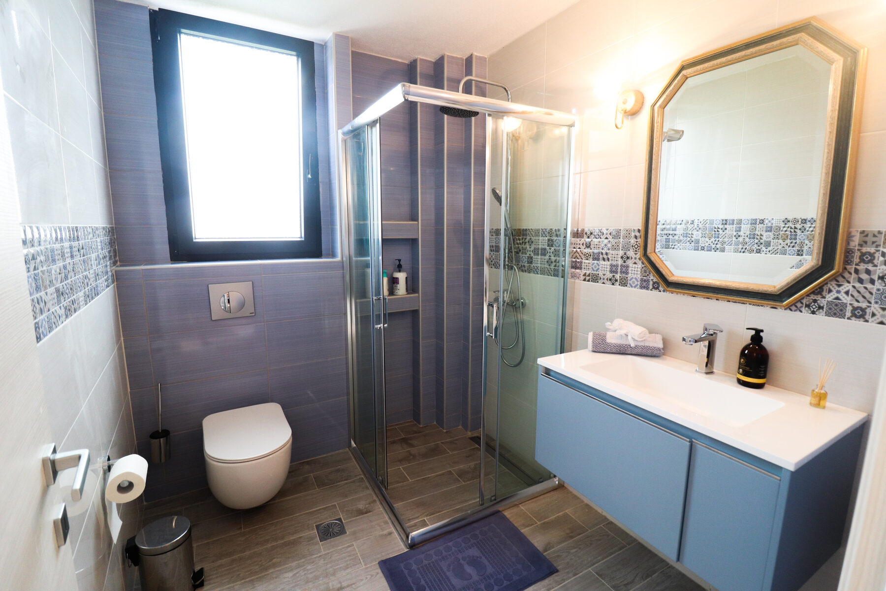 Bathroom 2 with blue vanity